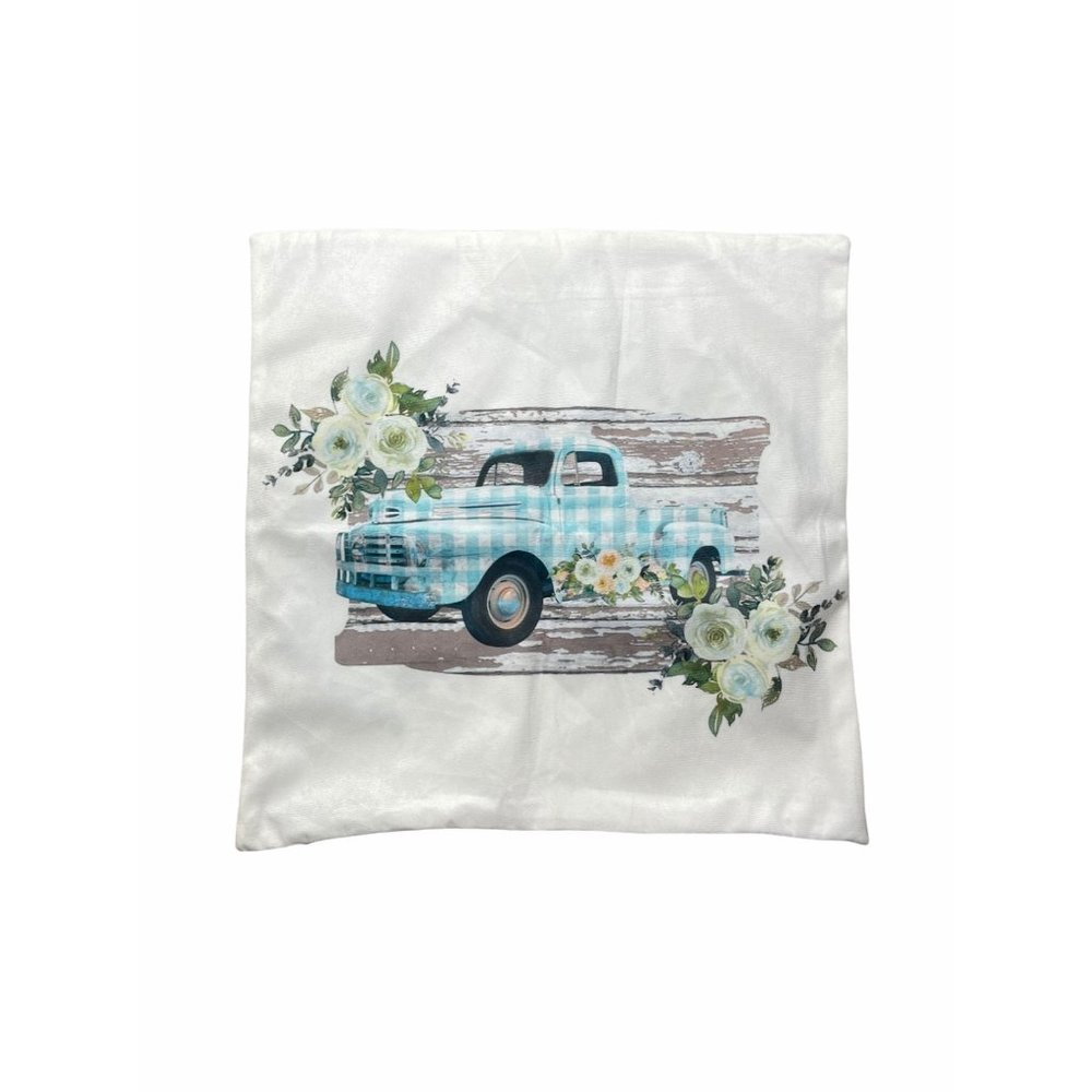 x1 Vintage Blue Plaid Truck with Floral Accents